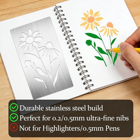 JarThenaAMCS 8Pcs Wildflower Metal Stencils Wood Burning Stencil Reusable Spring Floral Painting Template for Wood Carving Drawing Scrapbooking Craft DIY Canvas Fabric in Kuwait
