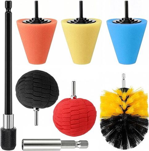 8 Pcs Aluminum Polishing Kit Foam Sponge Polishings Balls with Handheld Extension Holder, Wheel Polishing Kit for Drills Car Wheel and Polisher Kits for Household Standard Hand Drills in Saudi Arabia