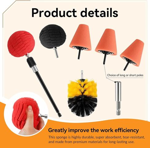 8 Pcs Aluminum Polishing Kit Foam Sponge Polishings Balls with Handheld Extension Holder, Wheel Polishing Kit for Drills Car Wheel and Polisher Kits for Household Standard Hand Drills in Saudi Arabia