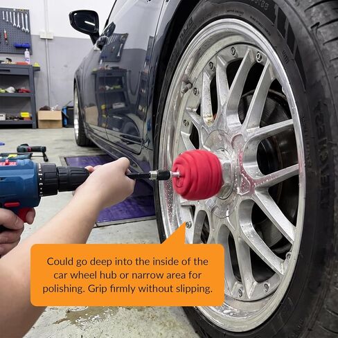 8 Pcs Aluminum Polishing Kit Foam Sponge Polishings Balls with Handheld Extension Holder, Wheel Polishing Kit for Drills Car Wheel and Polisher Kits for Household Standard Hand Drills in Saudi Arabia