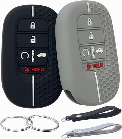 REPROTECTING Rubber Silicone Key Fob Cover Compatible with 2022-2026 Honda Accord CR-V Civic HR-V Pilot Sport SI EX-L Touring (5 Buttons) (Black/Pink) in Kuwait