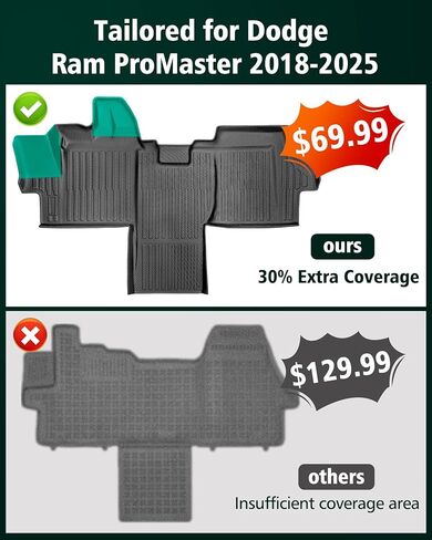 سجادات أرضية لسيارة Dodge Ram ProMaster: 2018-2026 1500 2500 3500، ملحقات الشاحنة المطاطية لجميع الأحوال الجوية، بطانات أرضية لسجادات السيارة في الصف الأمامي مخصصة لـ Ram ProMaster (غير مناسبة لـ EV/City/RV) in Kuwait