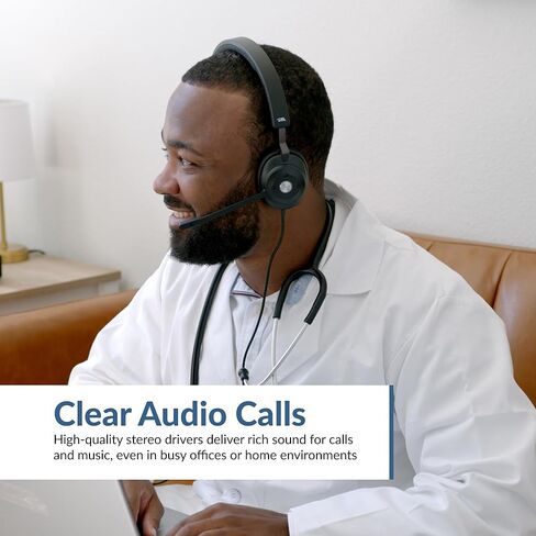 سماعة رأس CA Essential Bluetooth (HS-2000BT) - سماعة رأس لاسلكية احترافية مُحسَّنة لمنصات UC، وتقنية ANC وENC تضمن جودة الصوت للمكالمات والموسيقى، وأدوات التحكم في سماعة الأذن، ومريحة in Kuwait