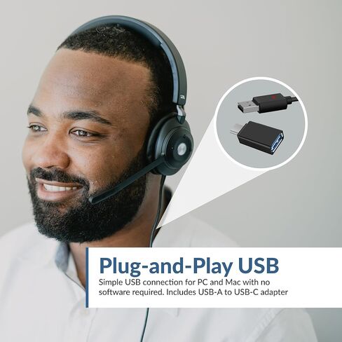 سماعة رأس CA Essential Bluetooth (HS-2000BT) - سماعة رأس لاسلكية احترافية مُحسَّنة لمنصات UC، وتقنية ANC وENC تضمن جودة الصوت للمكالمات والموسيقى، وأدوات التحكم في سماعة الأذن، ومريحة in Kuwait