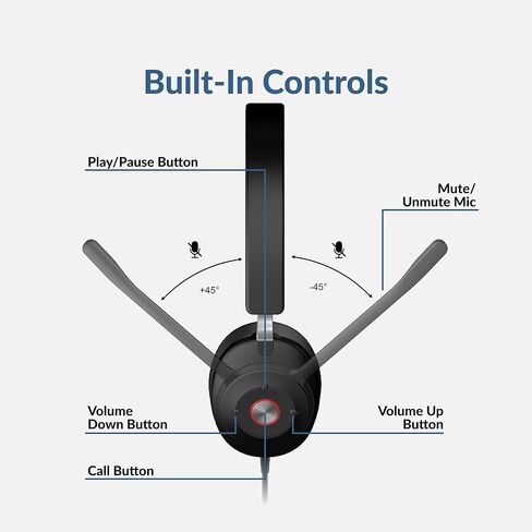 سماعة رأس CA Essential Bluetooth (HS-2000BT) - سماعة رأس لاسلكية احترافية مُحسَّنة لمنصات UC، وتقنية ANC وENC تضمن جودة الصوت للمكالمات والموسيقى، وأدوات التحكم في سماعة الأذن، ومريحة in Kuwait