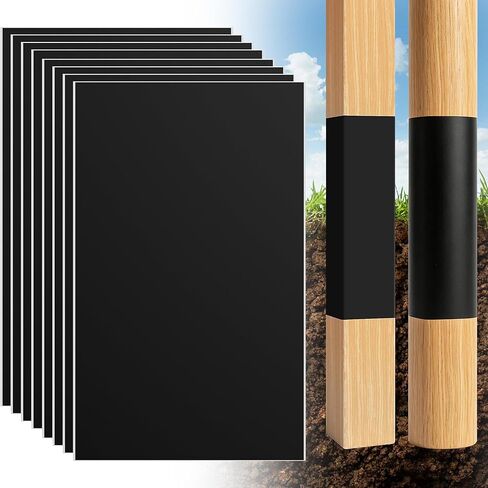 DECOHS 8 Pcs Fence Post Protection, 16.7 x 10.4 Inch Waterproof Fence Rot Protection, Wood Post Sleeve Post Wrap Fits 3" x 3" to 4" x 4" Square and 3" to 5" Round Posts in Saudi Arabia