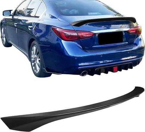 IKON MOTORSPORTS, Trunk Spoiler Compatible with 2014-2024 Infiniti Q50, ABS Plastic Gloss Black AS Style High Kick Duckbill Rear Trunk Lid Spoiler, 2015 2016 2017 2018 2019 2020 2021 in Saudi Arabia