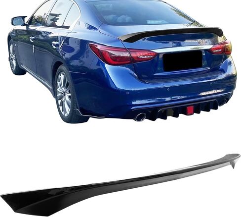 IKON MOTORSPORTS, Trunk Spoiler Compatible with 2014-2024 Infiniti Q50, ABS Plastic Gloss Black AS Style High Kick Duckbill Rear Trunk Lid Spoiler, 2015 2016 2017 2018 2019 2020 2021 in Saudi Arabia