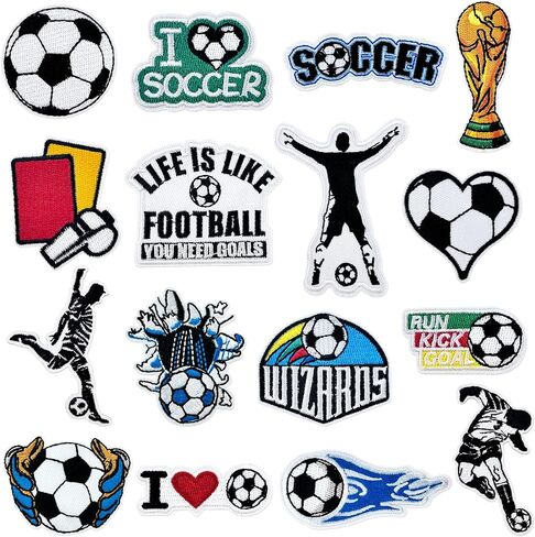 16PC Sports Iron on Patches,Soccer Patch 2026 World Cup Sports Ball Iron on Patches for Hats,Clothes,Jeans,Backpacks,DIY in Saudi Arabia