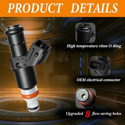 Upgraded 8 Holes Fuel Injectors Fit for Honda: Accord 2.4L L4 2003-2007/ CR-V 2.4L L4 2005-2009/ Element 2.4L L4 2003-2001; For Acura: Rsx 2.0L L4 2005-2006, OEM # 16450-RAA-A01 (4 Pcs) in Saudi Arabia