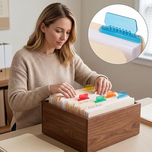 50 Pcs Large Clear Plastic Hanging Folder Tabs 3 Inch Multicolor Filing Cabinet Folders Labels Hanging File Folder Tabs and 50 Pcs 2 Inch Inserts Labels for Quick Identification Back to School Supplie in Kuwait
