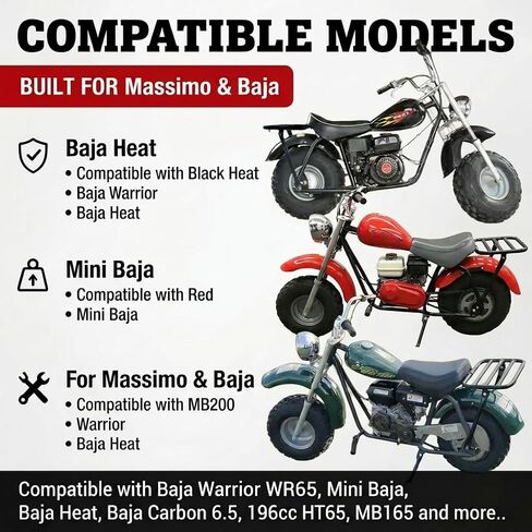 Heavy-Duty Rear Rack for Massimo Baja MB200 Warrior WR65, Mini Baja, Baja Heat, Baja Carbon 6.5 196cc HT65, MB165, 200lbs Load Capacity, Durable Design, Extended Axle & Installation Kit in Saudi Arabia