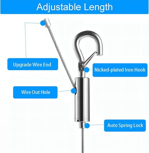 2PCS Adjustable Picture Hanging Wire Kit 2m x 1.5mm Holds Up to 110lbs, 2 Pack Adjustable Stainless Steel Wire Rope with D Ring, for Hanging Mirror, Light Lamp, Basket Flowerpot and Decor (2) in Saudi Arabia