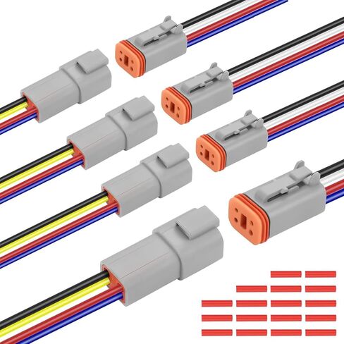 موصل مقاوم للماء Deutsch DT 12 Pin 14 AWG، زوجان من 12 موصلات كهربائية للسيارات، قابس ذكر وأنثى للشاحنة والقارب والسيارة وأضواء LED (12 دبوسًا) in Kuwait