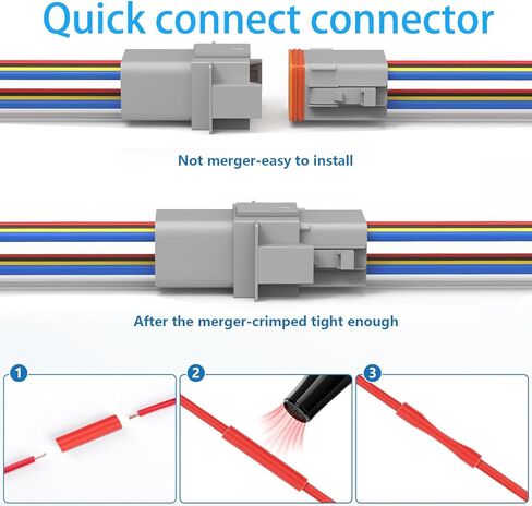 موصل مقاوم للماء Deutsch DT 12 Pin 14 AWG، زوجان من 12 موصلات كهربائية للسيارات، قابس ذكر وأنثى للشاحنة والقارب والسيارة وأضواء LED (12 دبوسًا) in Kuwait