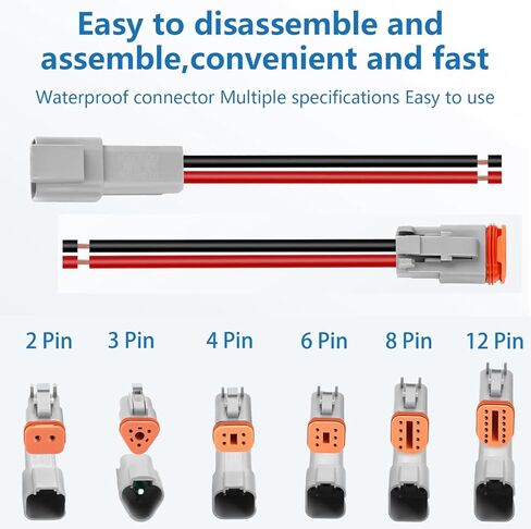 موصل مقاوم للماء Deutsch DT 12 Pin 14 AWG، زوجان من 12 موصلات كهربائية للسيارات، قابس ذكر وأنثى للشاحنة والقارب والسيارة وأضواء LED (12 دبوسًا) in Kuwait