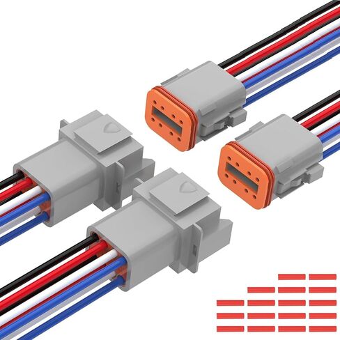موصل مقاوم للماء Deutsch DT 12 Pin 14 AWG، زوجان من 12 موصلات كهربائية للسيارات، قابس ذكر وأنثى للشاحنة والقارب والسيارة وأضواء LED (12 دبوسًا) in Kuwait