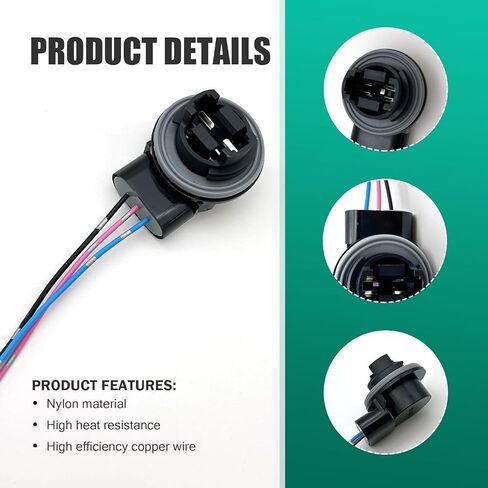 2 PCS Car Brake Socket Replacements, Waterproof Soft Automotive Turn Signal Socket, Universal Vehicle Daytime Running Light Wire Harness Pigtail (Multicolored #3157B) in Saudi Arabia