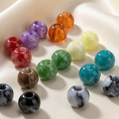 200pcs 12mm Acrylic Large Hole Beads, Mix Color Round Hair Beads with 5.5mm Hole for Women Bracelets, DIY Jewelry Making & Handmade Crafts (10 Colors) in Saudi Arabia