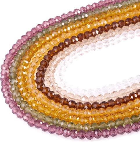 7 Strands Brown Theme Electroplate Glass Beads Strands 4mm Faceted Rondelle Crystal Spacer Beads for Jewelry Making DIY Bracelets Necklace Earring Crafts, About 110-115pcs/strand，39-40cm in Kuwait