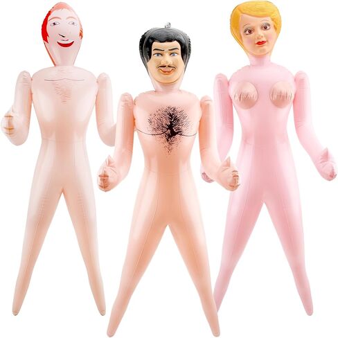 3 Pack 59 Inch Funny Inflatable Doll Life Size Blow Up Tricky Doll for Halloween Gag Prank Props Tricky Game Bachelorette Hawaiian Beach Party, 3 Styles in Saudi Arabia