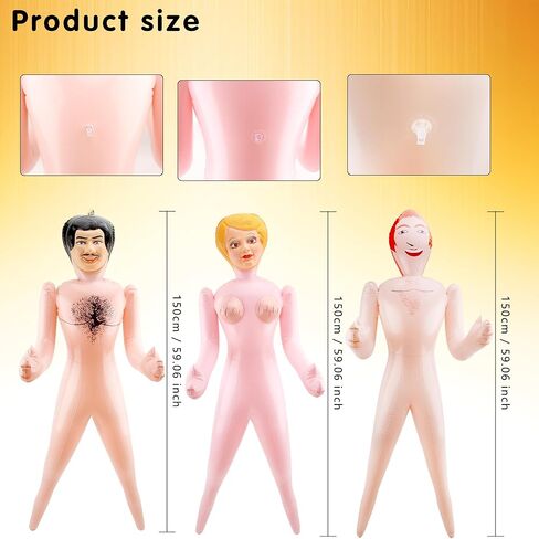 3 Pack 59 Inch Funny Inflatable Doll Life Size Blow Up Tricky Doll for Halloween Gag Prank Props Tricky Game Bachelorette Hawaiian Beach Party, 3 Styles in Saudi Arabia