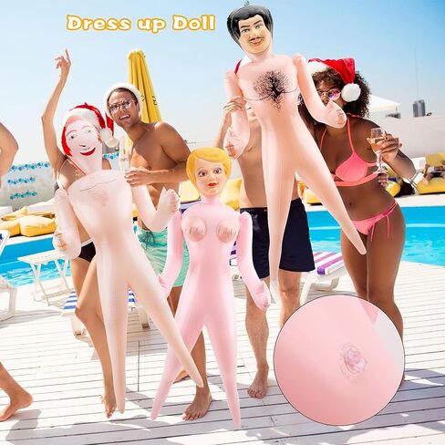 3 Pack 59 Inch Funny Inflatable Doll Life Size Blow Up Tricky Doll for Halloween Gag Prank Props Tricky Game Bachelorette Hawaiian Beach Party, 3 Styles in Saudi Arabia