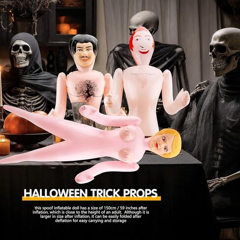3 Pack 59 Inch Funny Inflatable Doll Life Size Blow Up Tricky Doll for Halloween Gag Prank Props Tricky Game Bachelorette Hawaiian Beach Party, 3 Styles in Saudi Arabia