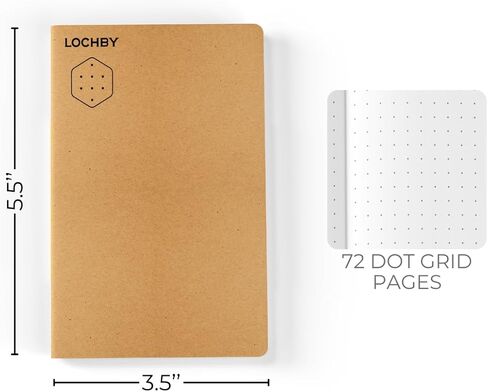دفتر ملاحظات للجيب LOCHBY® (3.5 بوصة × 5.5 بوصة) | ورق نهر تومو 68 جرامًا للمتر المربع، مناسب لقلم الحبر | غطاء كرافت | إعادة ملء مجلة الجيب والمجلة الميدانية الصغيرة | للسفر والعمل والمدرسة واليوميات in Kuwait