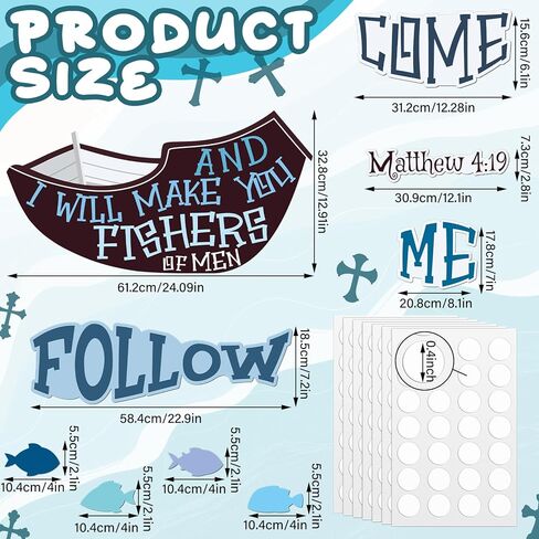 Fishers of Men Bulletin Board Sets Christian Religious Bulletin Board Classroom Cutouts Decoration Fish Name Tags for Back to School Sunday School Classroom Christian Educational Learning Activities in Kuwait