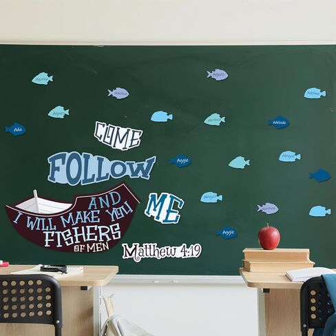 Fishers of Men Bulletin Board Sets Christian Religious Bulletin Board Classroom Cutouts Decoration Fish Name Tags for Back to School Sunday School Classroom Christian Educational Learning Activities in Kuwait