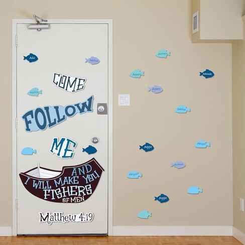 Fishers of Men Bulletin Board Sets Christian Religious Bulletin Board Classroom Cutouts Decoration Fish Name Tags for Back to School Sunday School Classroom Christian Educational Learning Activities in Kuwait