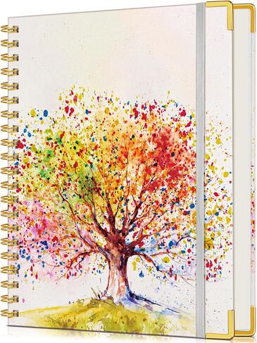 Lined Spiral Notebook Journal for Women, 150 Pages Cute Notebooks 5.75" x 8.38", A5 Hardcover Spiral Journals with 100 GSM Thick Paper, College Ruled Notebook for Writing Work School, Autumn Tree in Saudi Arabia
