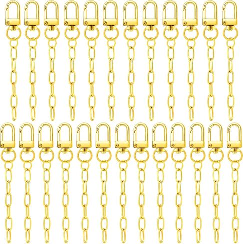 25pcs Gold Keychain Making Kit Key Ring with Chain Bulk Swivel Snap Hook Clasp Small Metal Keychain Clips for Purse DIY Bag Charm Kits for Crafts Jewelry Making Supplies Handbag Accessories Gifts in Saudi Arabia
