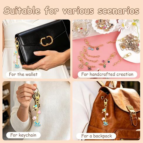 25pcs Gold Keychain Making Kit Key Ring with Chain Bulk Swivel Snap Hook Clasp Small Metal Keychain Clips for Purse DIY Bag Charm Kits for Crafts Jewelry Making Supplies Handbag Accessories Gifts in Saudi Arabia