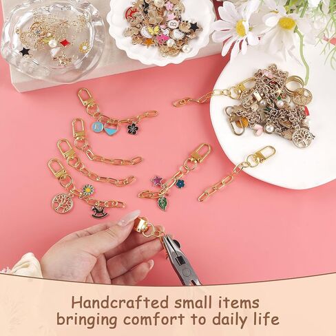 25pcs Gold Keychain Making Kit Key Ring with Chain Bulk Swivel Snap Hook Clasp Small Metal Keychain Clips for Purse DIY Bag Charm Kits for Crafts Jewelry Making Supplies Handbag Accessories Gifts in Saudi Arabia