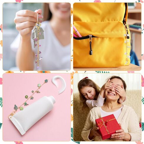Tondiamo 562 Pcs Mothers Day Gifts Lip Gloss Keychain Making Kit with 250 Charms Jewelry Plier 24 Keychain Clips 230 Jump Ring 30 Charms Extender DIY Craft Supplies Bag for Mom Women Beginners in Kuwait