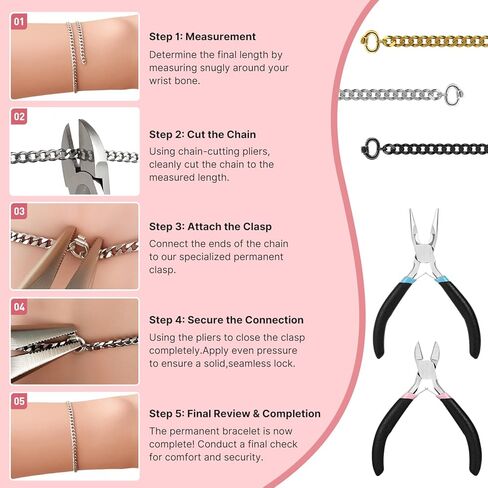 Permanent Bracelet Kit for Couples - DIY Sterling Forever Bracelets Making Set with Locking Heart Clasp, Ideal Gift for Christmas, Anniversary, Valentine's Day & Date Night Activity in Saudi Arabia