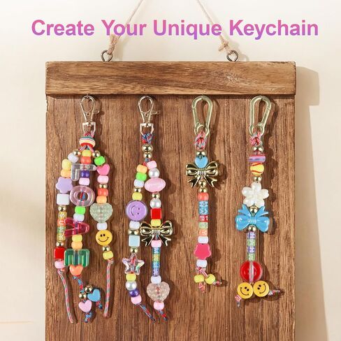 Vervezen DIY Bead Kit with Keychain, 304Pcs Acrylic Colorful Beads for Bag Charm Accessories, Creative Gifts for Women, Mother, Friends & Lovers, Bead Kit Alternative, for Party Family Activity in Kuwait