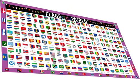 SANTSUN Flags of the World Poster, Laminated, 17"x24", Educational Charts for Classrooms, Home School Décor, Back to School Supplies in Saudi Arabia
