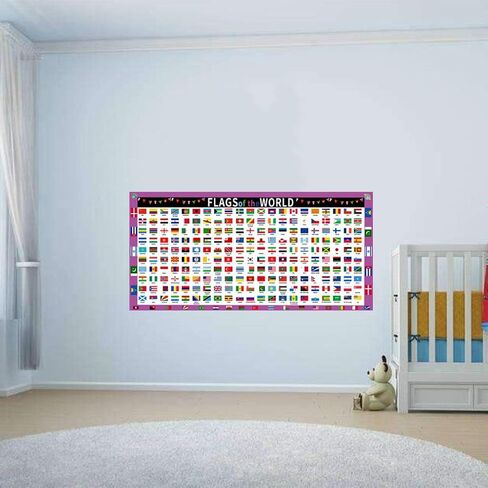 SANTSUN Flags of the World Poster, Laminated, 17"x24", Educational Charts for Classrooms, Home School Décor, Back to School Supplies in Saudi Arabia