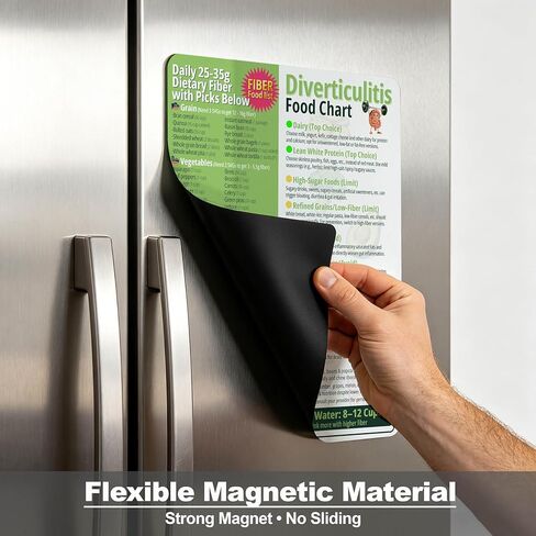 Diverticulitis Food Chart Magnetic 8.5x11 - Diverticulitis Diet Guide with High Fiber Food List - Digestive Health & Gut Support Infographic for Easy Meal Planning, Waterproof Durable Fridge Magnet in Saudi Arabia
