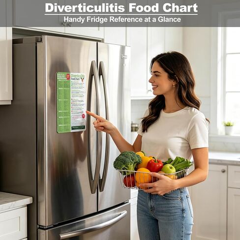Diverticulitis Food Chart Magnetic 8.5x11 - Diverticulitis Diet Guide with High Fiber Food List - Digestive Health & Gut Support Infographic for Easy Meal Planning, Waterproof Durable Fridge Magnet in Saudi Arabia