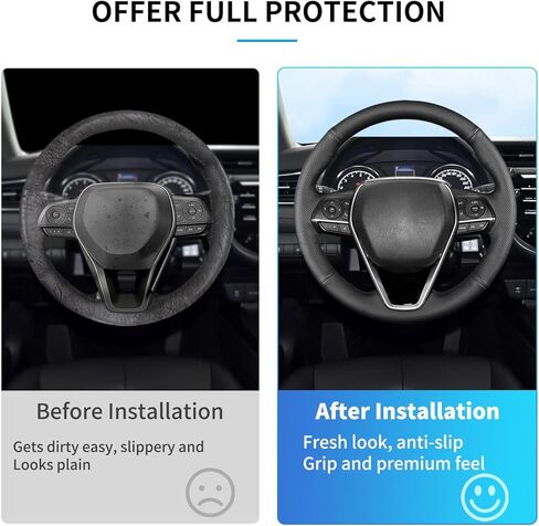 Hand Sewn Steering Wheel Cover for Toyota RAV4 SUV 2019-2024 / Avalon 2019-2022 / Camry 2018-2024 / Corolla 2020-2025 Nappa Leather Finish Sew On Steering Wheel Cover Full-Wrap Accessories in Kuwait