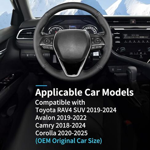 Hand Sewn Steering Wheel Cover for Toyota RAV4 SUV 2019-2024 / Avalon 2019-2022 / Camry 2018-2024 / Corolla 2020-2025 Nappa Leather Finish Sew On Steering Wheel Cover Full-Wrap Accessories in Kuwait