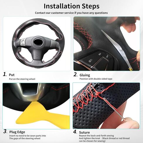 Hand Sewn Steering Wheel Cover for Toyota RAV4 SUV 2019-2024 / Avalon 2019-2022 / Camry 2018-2024 / Corolla 2020-2025 Nappa Leather Finish Sew On Steering Wheel Cover Full-Wrap Accessories in Kuwait