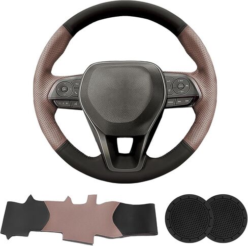 Hand Sewn Steering Wheel Cover for Toyota RAV4 SUV 2019-2024 / Avalon 2019-2022 / Camry 2018-2024 / Corolla 2020-2025 Nappa Leather Finish Sew On Steering Wheel Cover Full-Wrap Accessories in Kuwait