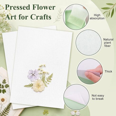 100 Sheets Blotting Paper for Flower Press, Coolrunner A4 Size Flower Press Paper Sheets, Large Blotter Papers Sheet Herbarium Craft Blotter Sheet Papers Craft Supplies in Kuwait