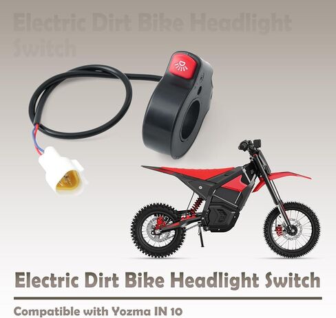 Electric Dirt Bike Headlight Switch Compatible with Yozma in 10, W/Cable Plug & Play E-Bike Accessories Replacement Part Motorcycle Light On/Off Switch in Kuwait