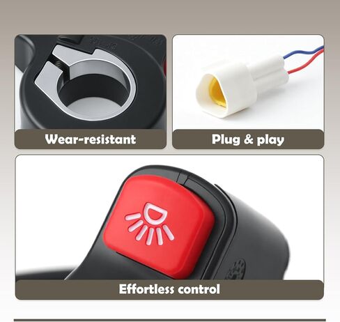 Electric Dirt Bike Headlight Switch Compatible with Yozma in 10, W/Cable Plug & Play E-Bike Accessories Replacement Part Motorcycle Light On/Off Switch in Kuwait